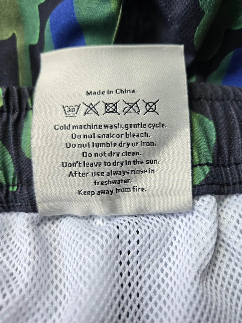 Men's OAS Feral Galbanum Swim Shorts with Green & Blue Print